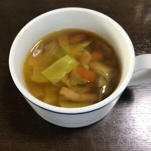 カレーの残りでスープ